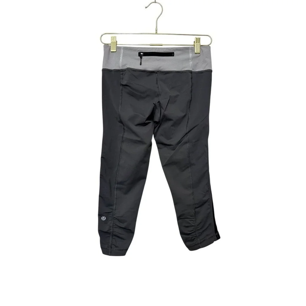 Lululemon Race With Grace Gray‎ Waist Crop Running Leggings Women 6